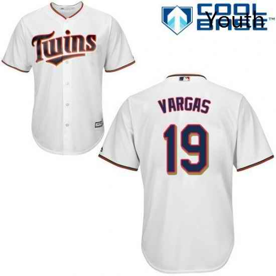 Youth Majestic Minnesota Twins 19 Kennys Vargas Authentic White Home Cool Base MLB Jersey